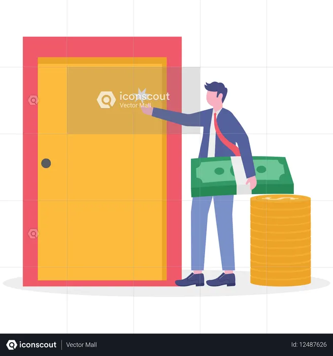 Businessman working on financial opportunity  Illustration