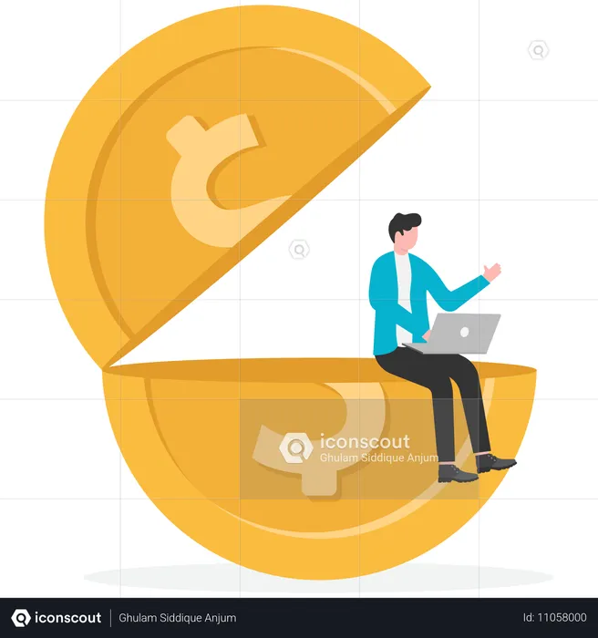 Businessman working on financial work  Illustration