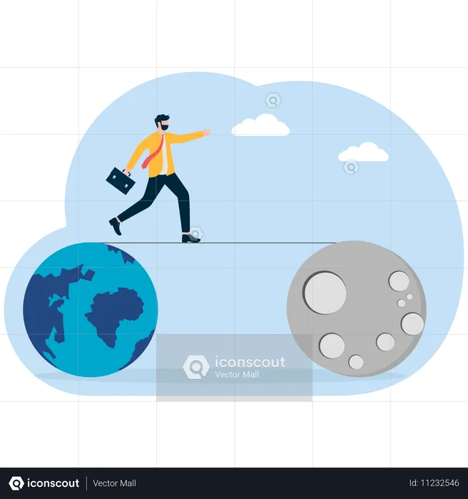 Businessman working on global business  Illustration