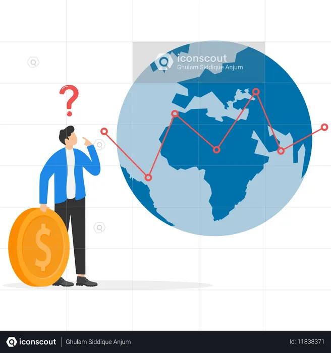 Businessman working on global finance  Illustration