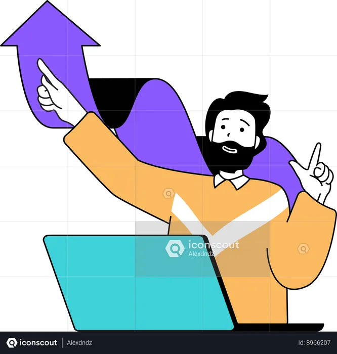Businessman working on growth chart  Illustration