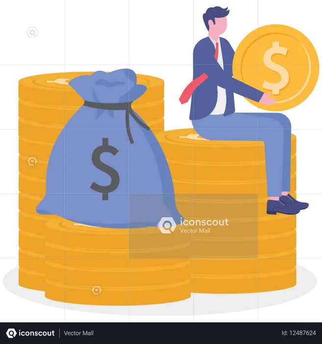 Businessman working on high return investment  Illustration