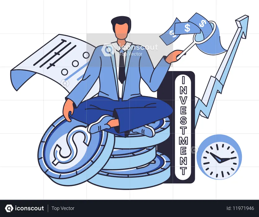 Businessman working on investment portfolio  Illustration