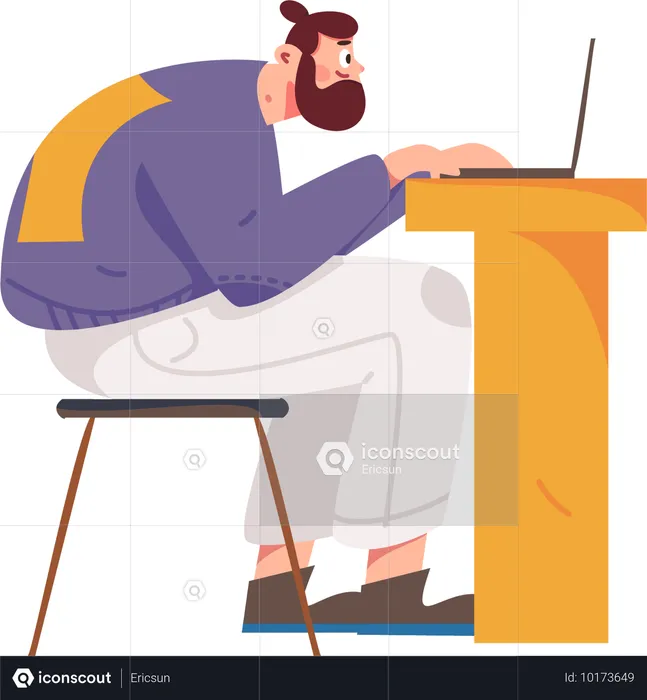 Businessman working on laptop  Illustration