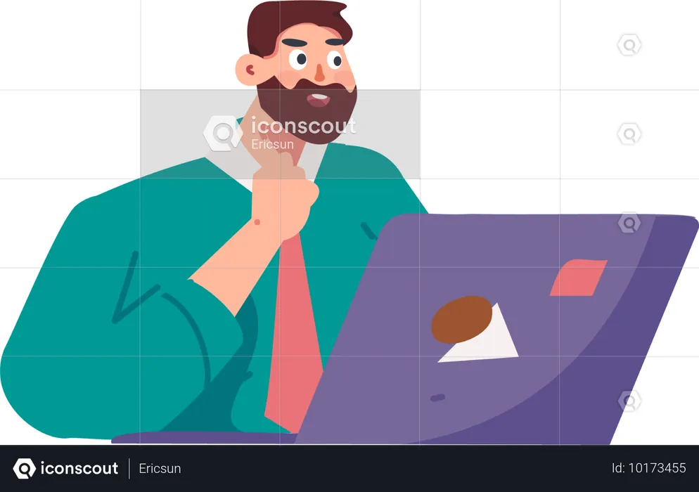 Businessman working on laptop  Illustration