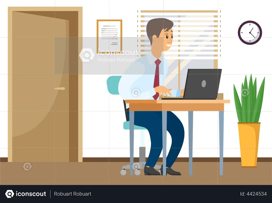 Businessman working on laptop  Illustration