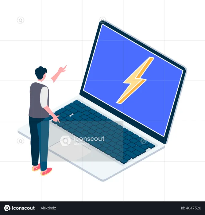 Businessman working on laptop  Illustration