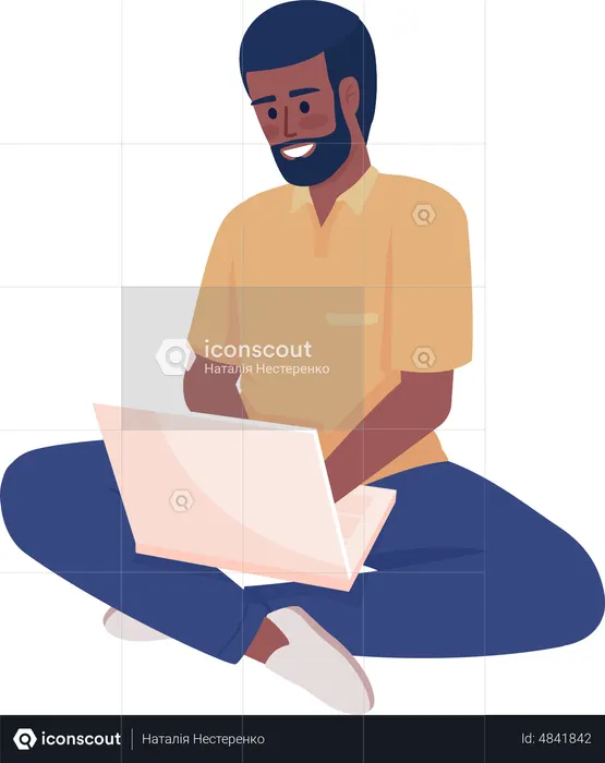 Businessman working on laptop  Illustration
