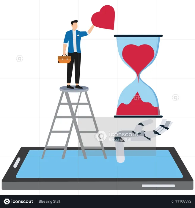 Businessman working on love timing  Illustration