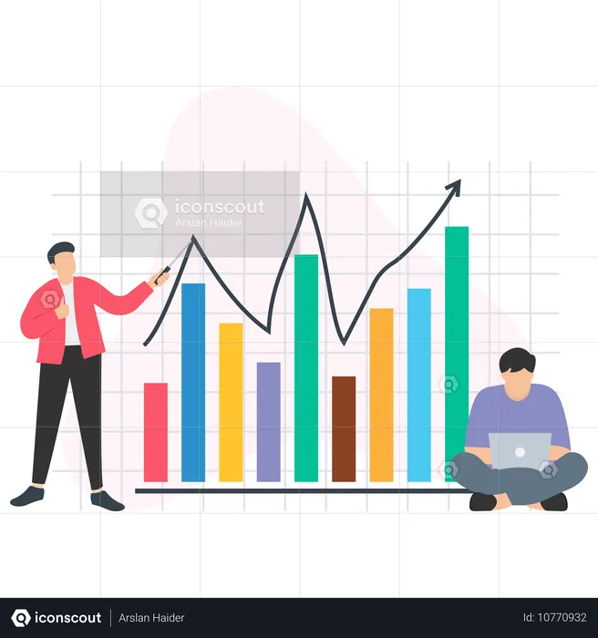 Businessman working on market growth  Illustration