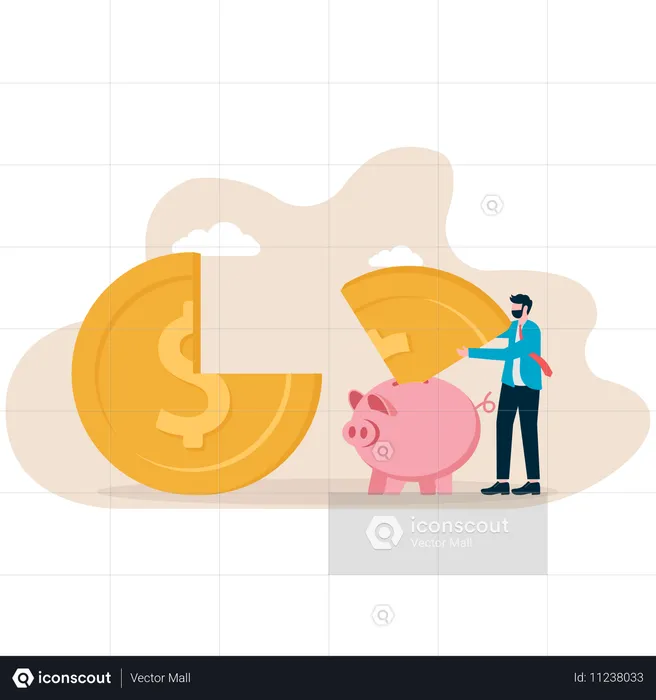 Businessman working on market share  Illustration