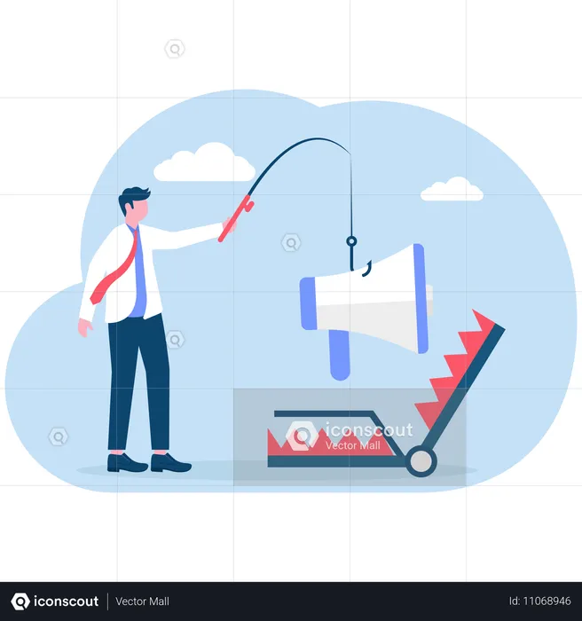 Businessman working on marketing trap  Illustration