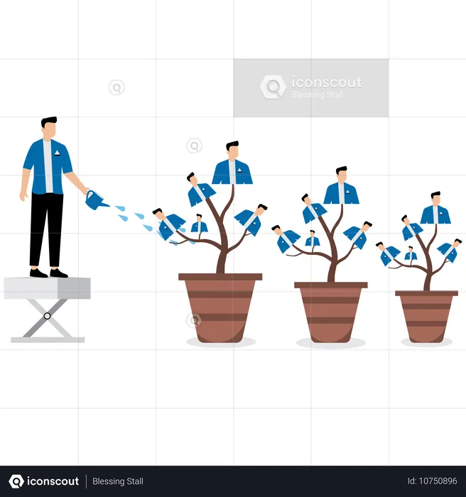 Businessman working on organisational growth  Illustration