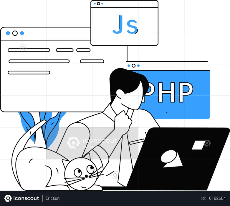 Businessman working on php coding  Illustration