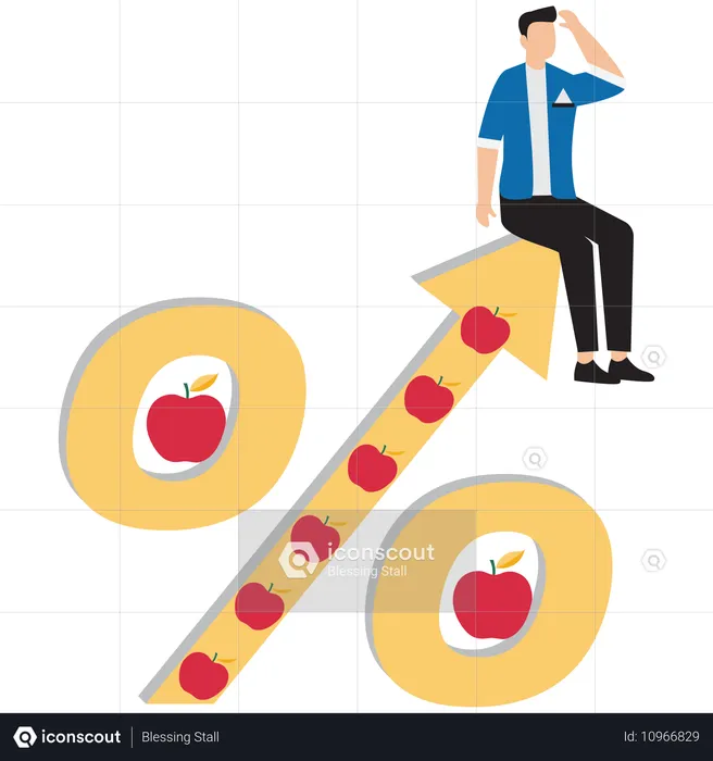 Businessman working on price inflation  Illustration