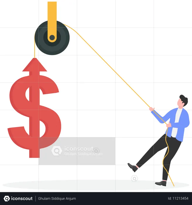 Businessman working on profit growth  Illustration