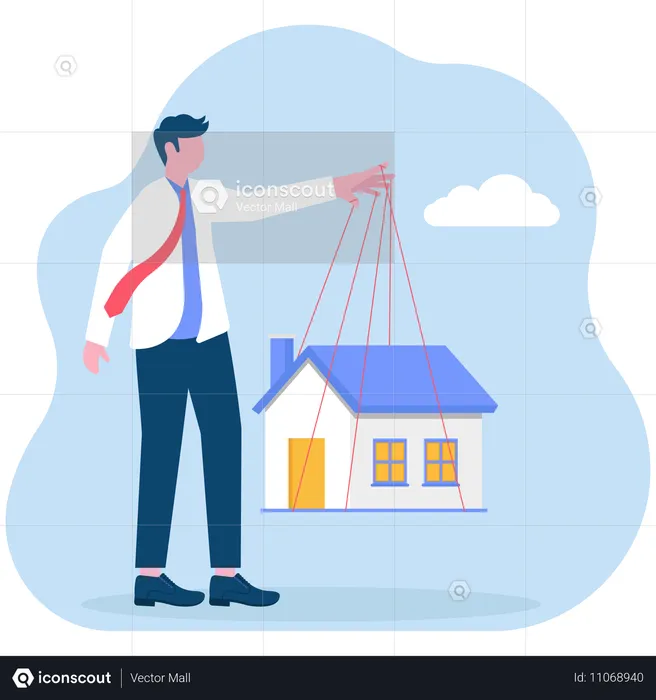 Businessman working on real estate  Illustration