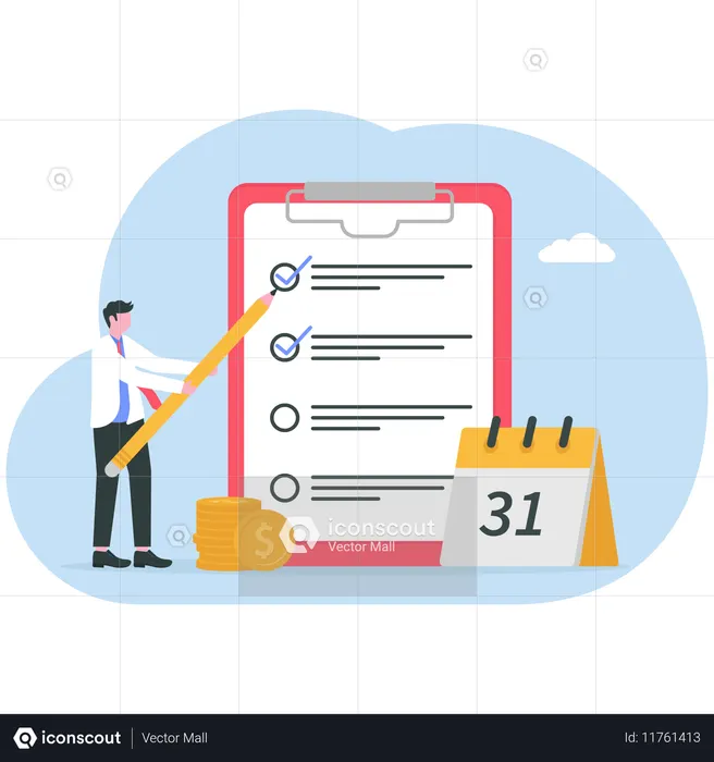Businessman working on salary payment  Illustration