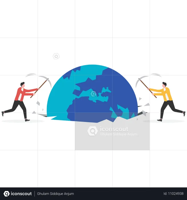 Businessman working on saving earth  Illustration