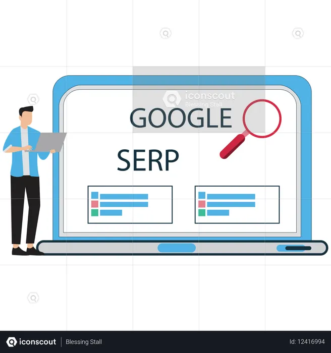 Businessman working on Search Engine Result Page  Illustration