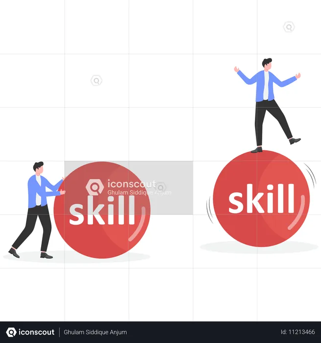 Businessman working on skill development  Illustration