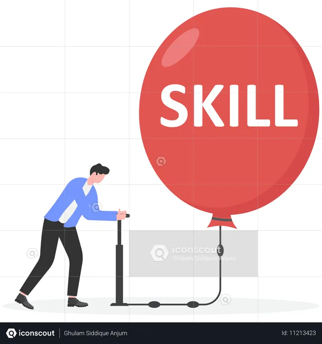 Businessman working on skill improvement  Illustration