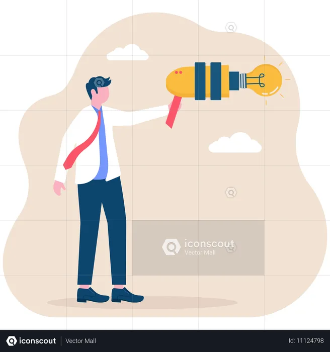 Businessman working on smart business idea  Illustration