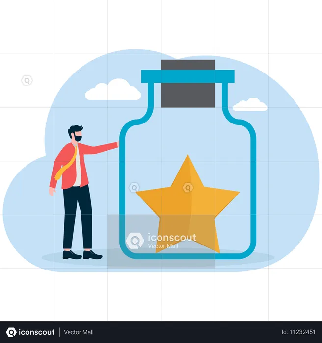 Businessman working on star rating  Illustration