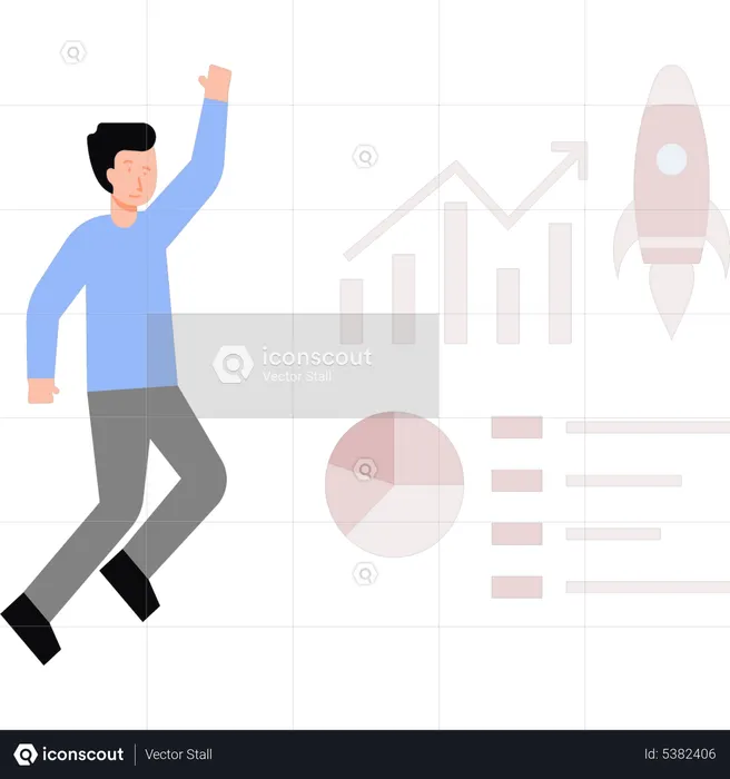 Businessman working on startup  Illustration