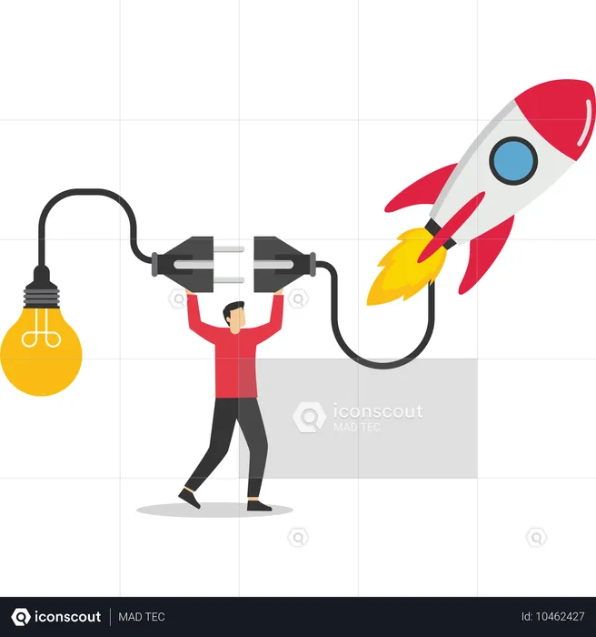 Businessman working on startup  Illustration