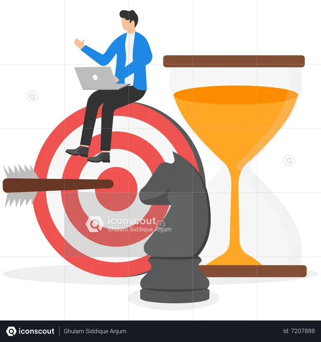 Businessman working on strategy building  Illustration