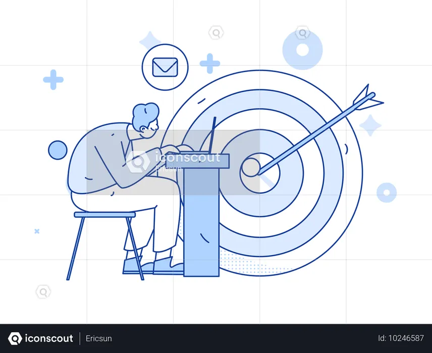 Businessman working on target achievement  Illustration