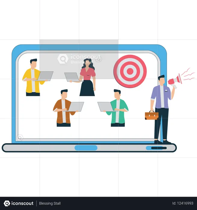Businessman working on Target Audience Analysis  Illustration