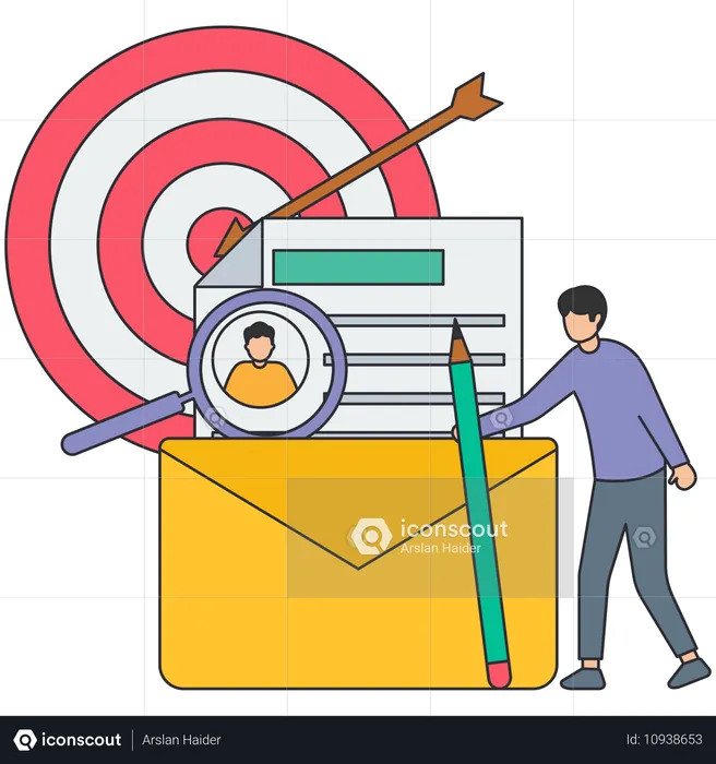 Businessman working on target audience  Illustration