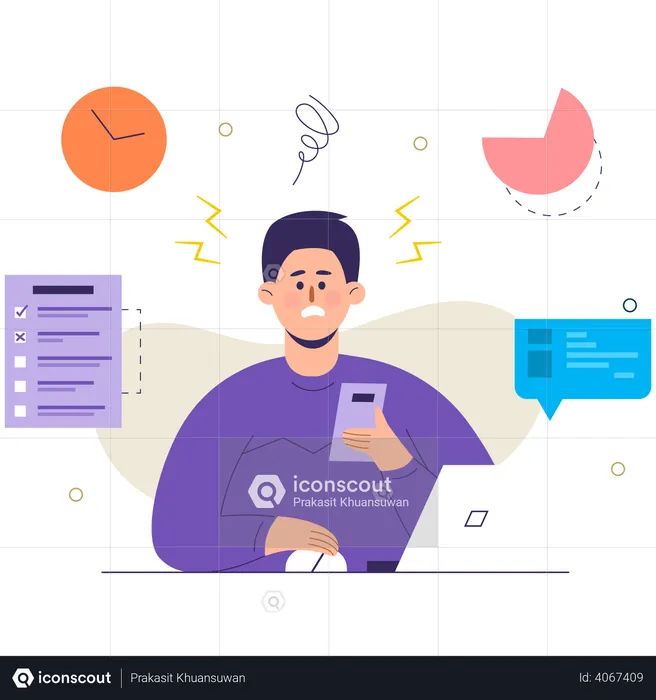 Businessman working on task  Illustration