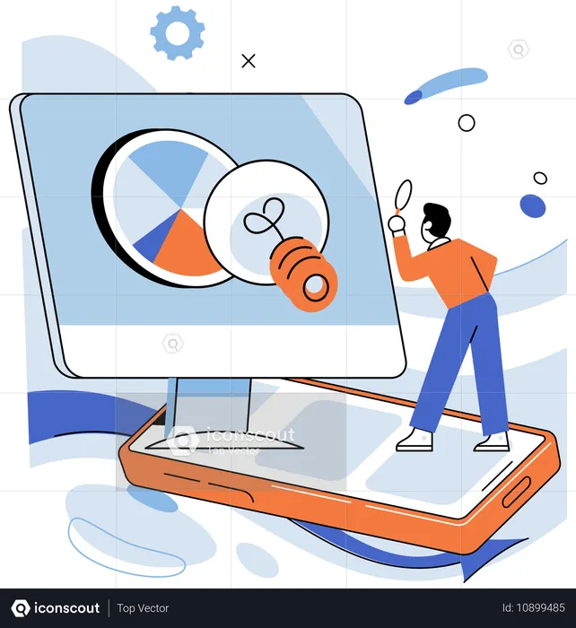 Businessman working on technical solution  Illustration