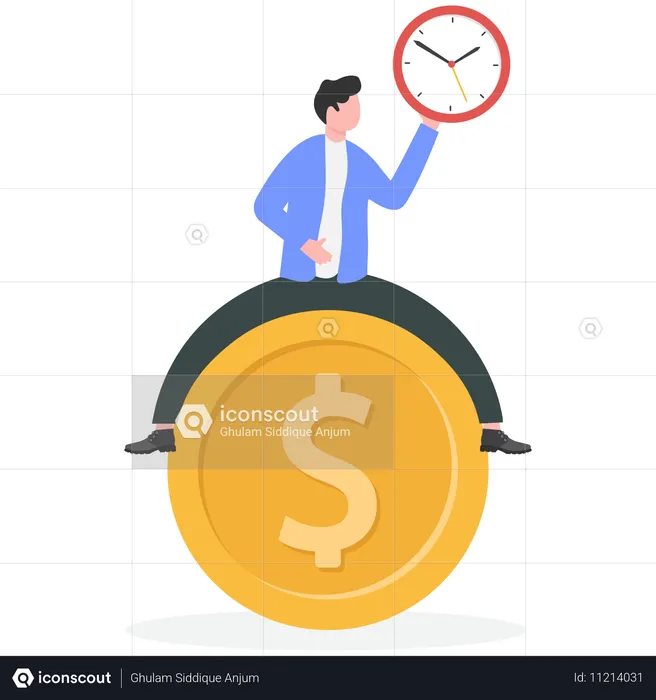 Businessman working on time for finance  Illustration