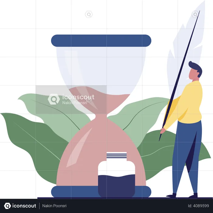 Businessman working on time  Illustration