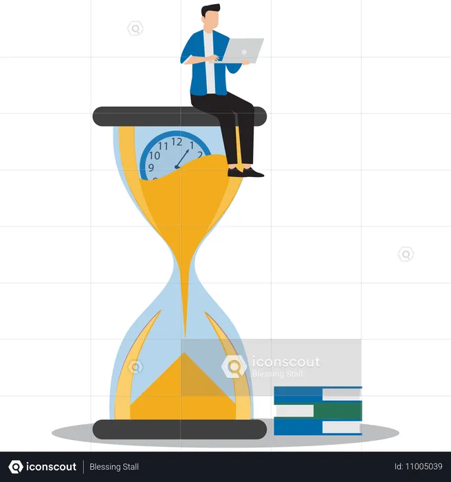 Businessman working on time investment  Illustration