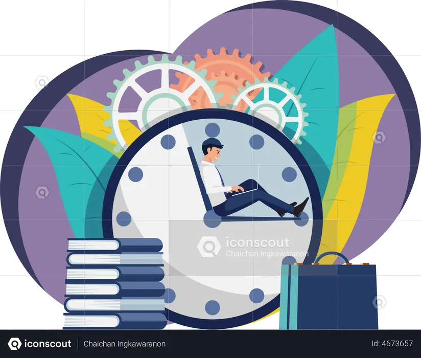 Businessman working on Time management  Illustration