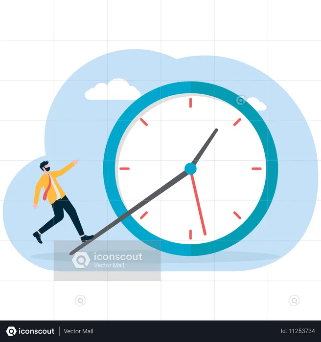 Businessman working on time management  Illustration