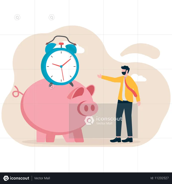 Businessman working on time saving  Illustration