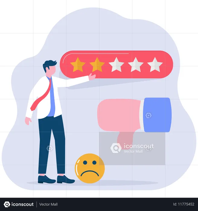 Businessman working on user feedbacks  Illustration