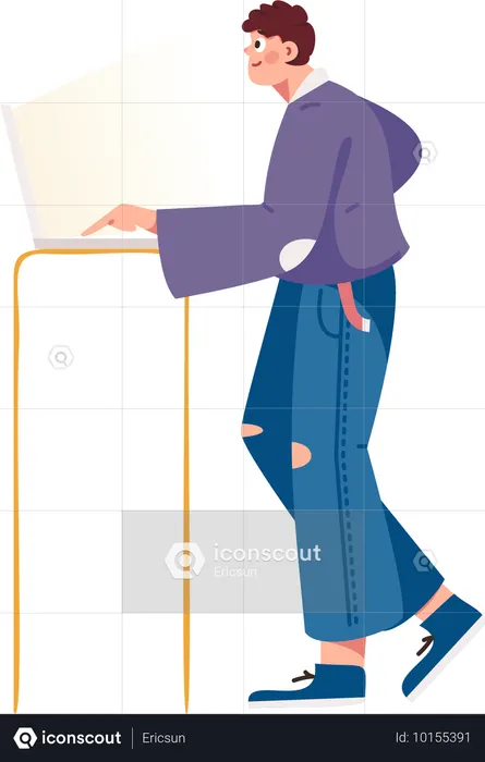 Businessman working on virtual laptop  Illustration