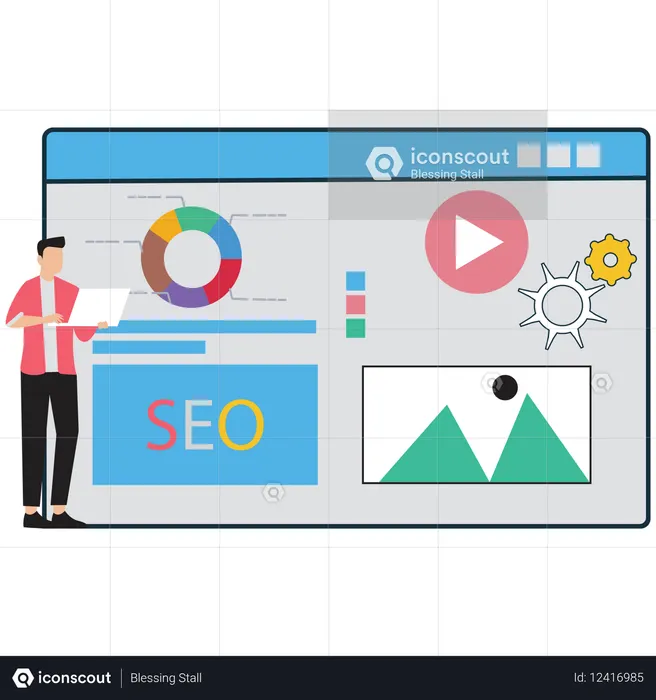 Businessman working on Website Optimisation for SEO  Illustration