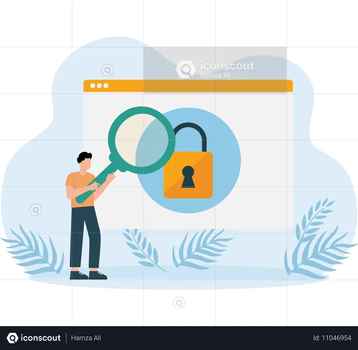 Businessman working on website protection  Illustration