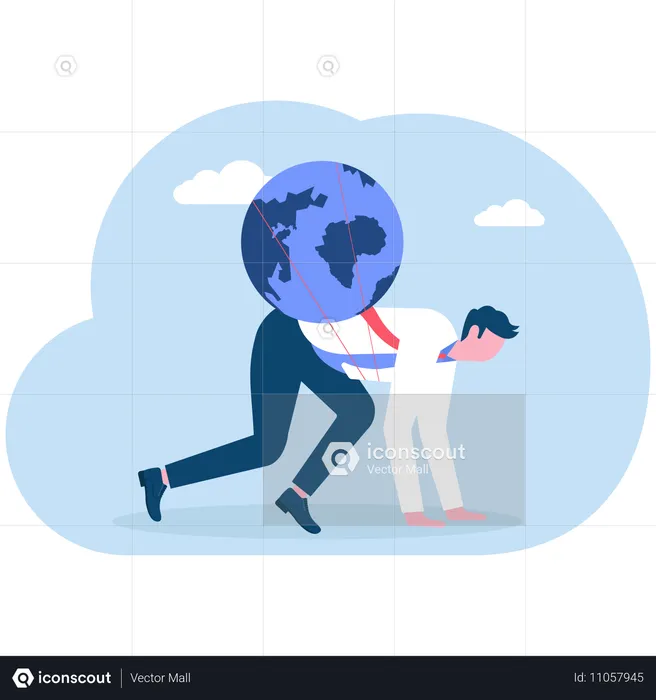 Businessman working on world economy  Illustration