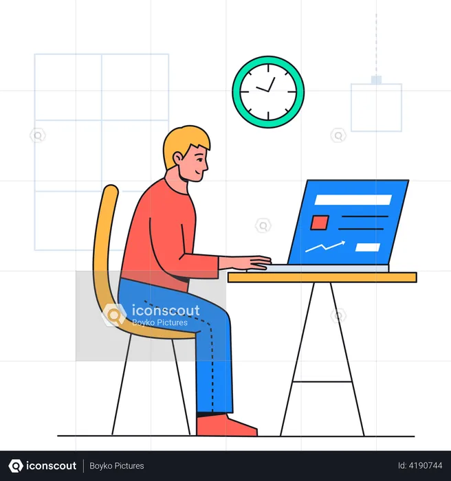 Businessman working online  Illustration