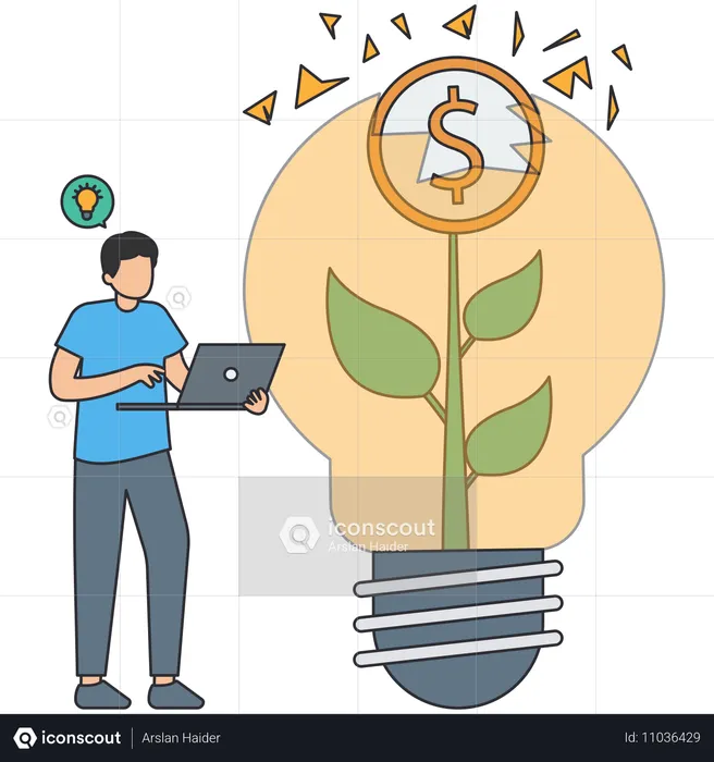 Businessman working with business profit  Illustration