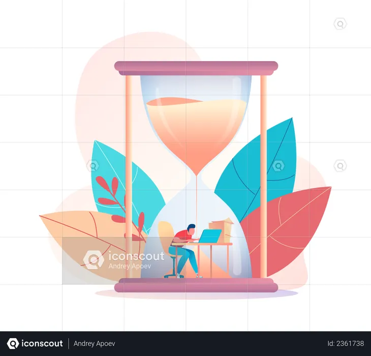 Businessman working with deadline  Illustration